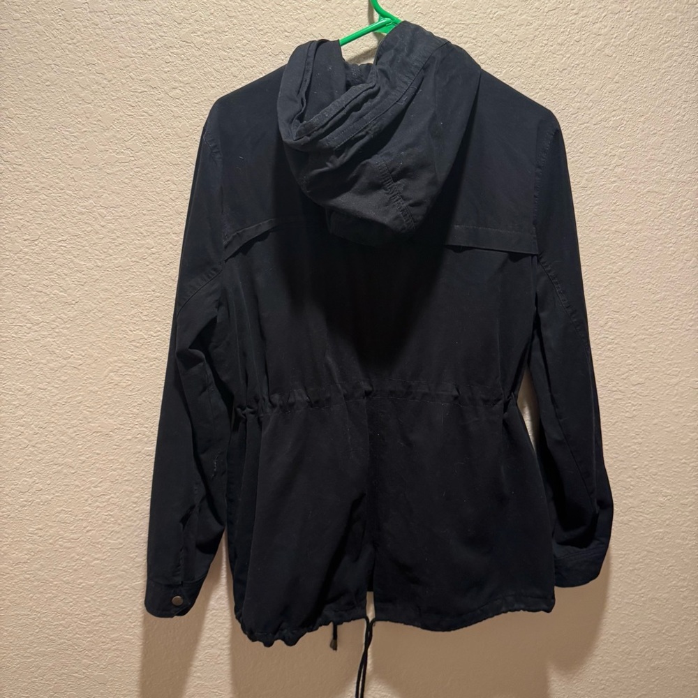 Black Hooded Drawstring Anorak Jacket size XL - Picture 4 of 10